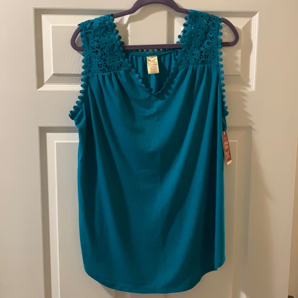 1X teal tank top